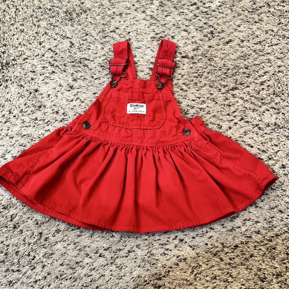 Osh Kosh B'gosh Red Corduroy Overall Dress Toddlerโ Girls 12 Months